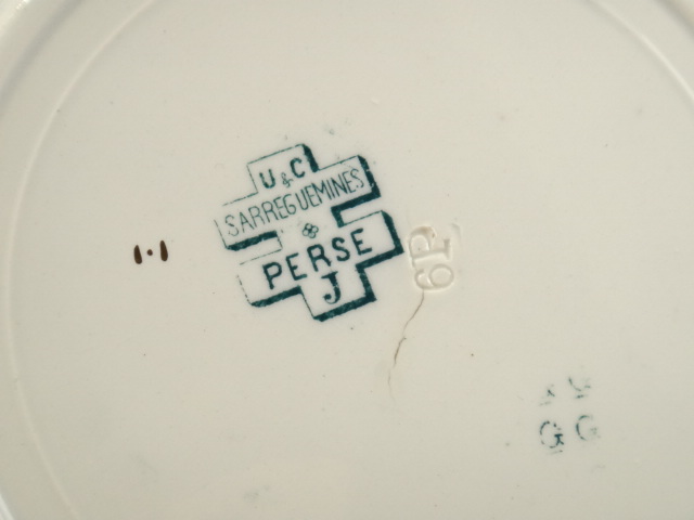 アンティークデザート皿 PERSE U&C SARREGUEMINES製