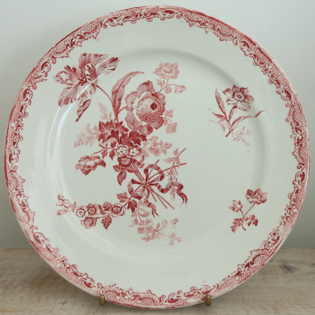 アンティークプレート フォンタンジュ 平皿  フランス サルグミンヌ製 FONTANGES SARREGUEMINES