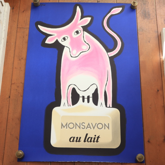 レイモン サヴィニャック モンサヴォン ピンクの牛 リトグラフ ポスター MONSAVON SAVIGNAC