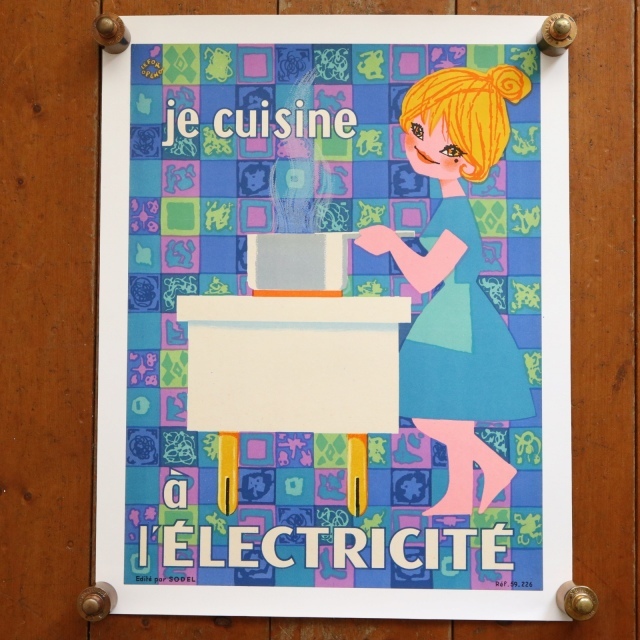 ルフォール・オプノ ビンテージポスター Lefor Openo je cuIsine a l'ELECTRICITE