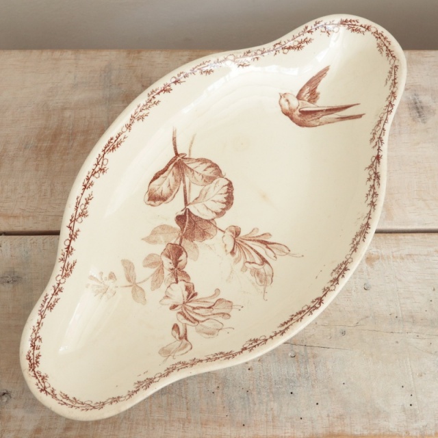アンティーク ラヴィエ オーバル皿 フランス クレイユモントロー製 SYLVA Creil Montereau