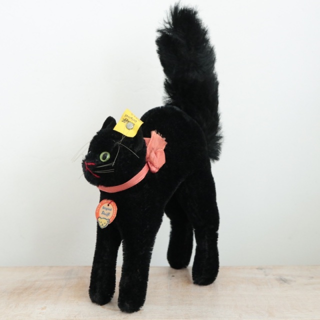 アンティーク シュタイフ 黒猫 Steiff Black Tom Cat 14cm